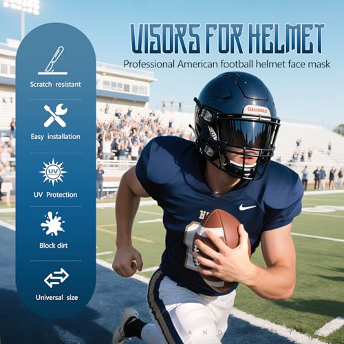 Image of Football Helmet Visor for Helmets, Impact-Resistant Eye Protection for Youth & Adult Football Players