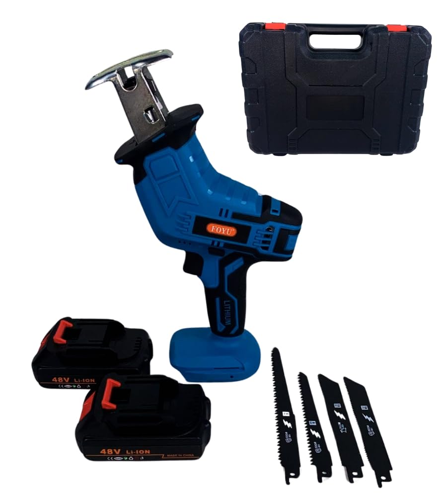 Sega a Gattuccio, Seghetto Portatile a Batteria, Motore Brushless da 2800 SPM, Doppia Batteria 48V, Set di 4 lame versatili, Valigetta