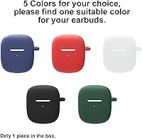 Vista 2 de Funda de silicona compatible con auriculares inalámbricos Jxrev J51, piel protectora con mosquetón, con orificio para cargar