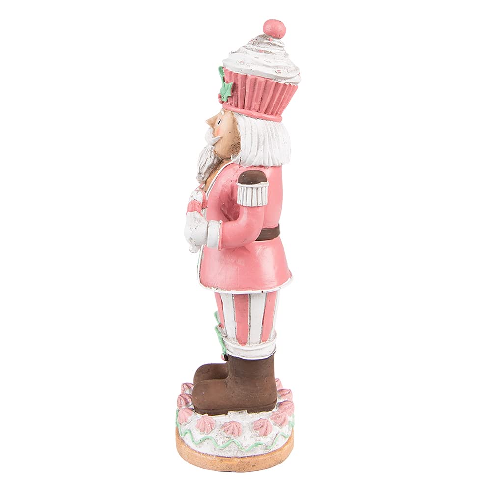 Clayre & Eef Figur Nussknacker 24 cm Rosa Polyresin Weihnachtsdekoration
