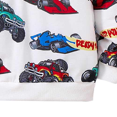 Toddler Boys Clothes-Sports Car Graphic Print Round Neck Sweatshirt-Little Boy Fall Long Sleeve Top Size(3~7 years)4
