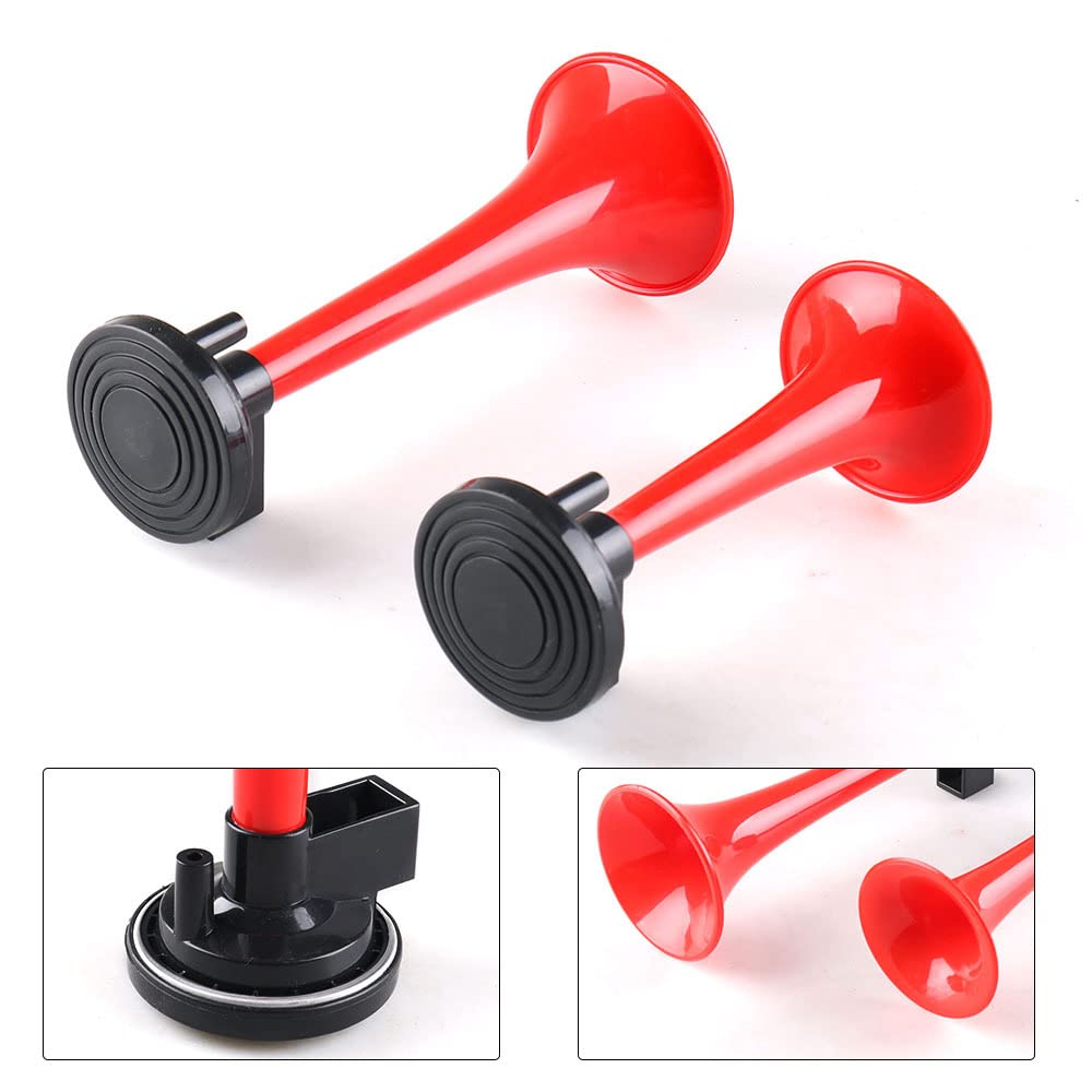 Bocina Coche,Claxon Coche Universal 115dB BRURICO ROURO Air Horn 12V 450 Hertz Dual Trompeta para camión Bote Air Horn(Red)