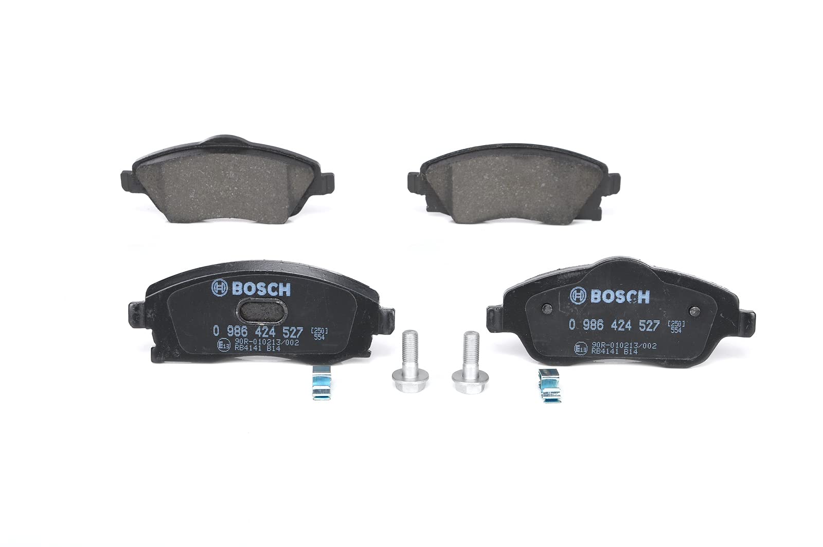 Bosch BP281 - Pastiglie Freni Auto, Delantero - Calidad Bosch - Reducción de Ruido y Polvo - Certificación ECE-R90 - Sin Cobre - 1 Juego de 4 Pastillas - Con Accesorios | Bosch Calidad: reducción de ruido y polvo, certificado ECE-R90, sin cobre
