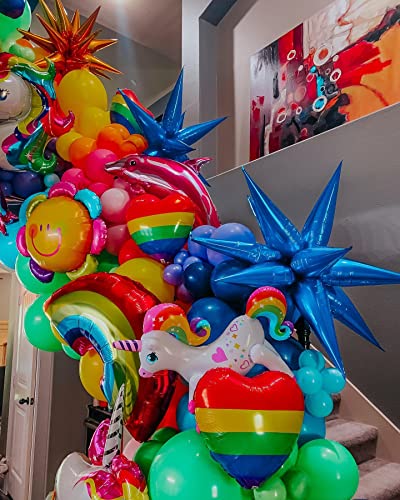 Image of 3pcs 26inch 3D Explosion Star foil balloon, Blue Foil Cone Star burst Balloons for Birthday Wedding New Year Party Event