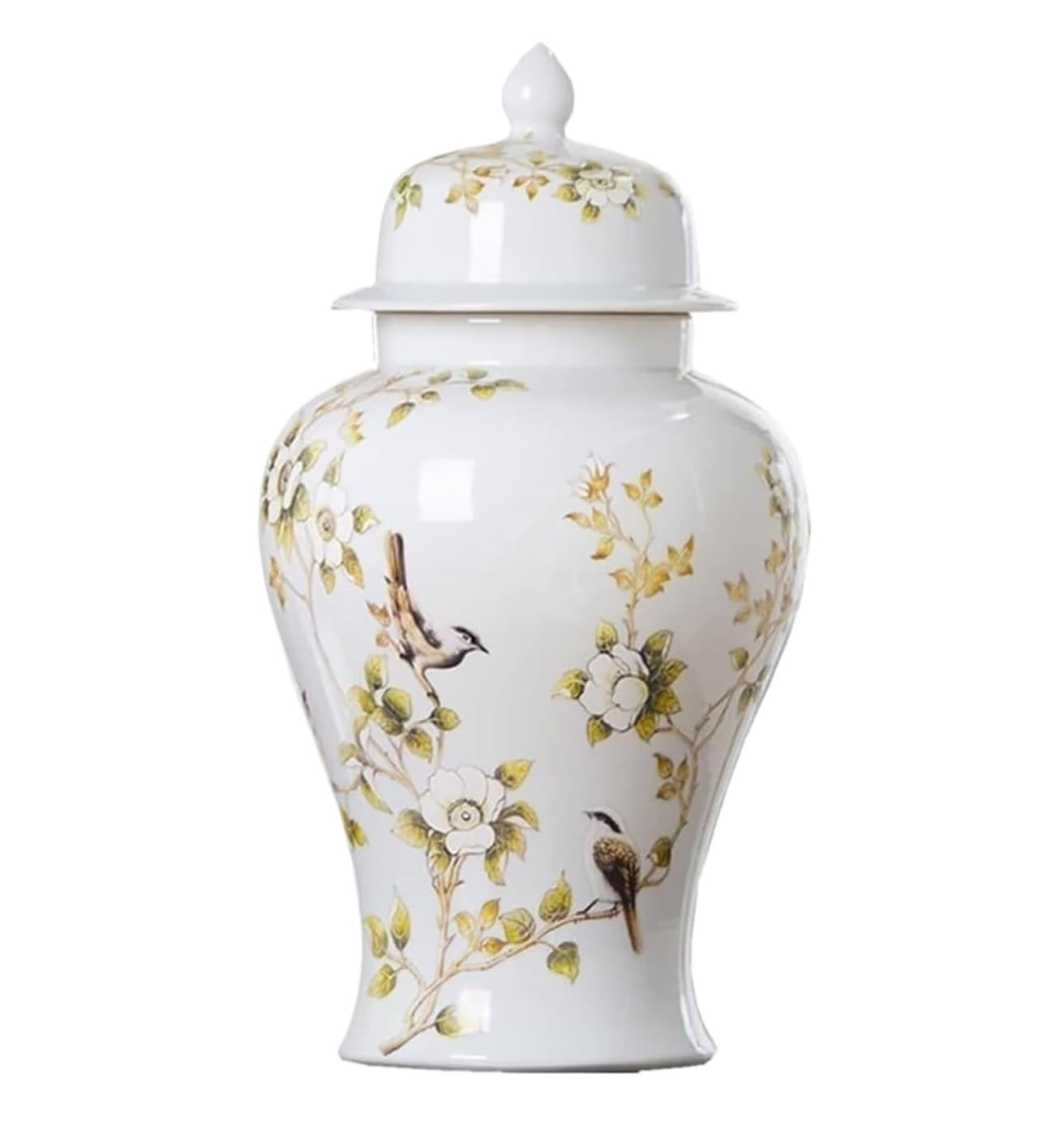 GFJHdfhE Chinese Style Decorative Jar Ceramic Vase Ginger Jar Decor Storage Jars With Lid For Home Traditional Flower Display(19 * 37cm)