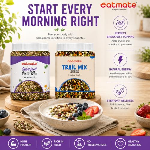 Image of Eatmate Premium Trail Mix & Seed Mix Combo Pack 2 Kg | Pack of 2 (1Kg Each) | Ready-to-Eat Blend of Nuts, Dry Fruits & Seeds | High Protein & Fiber | Healthy Breakfast & Daily Snacking