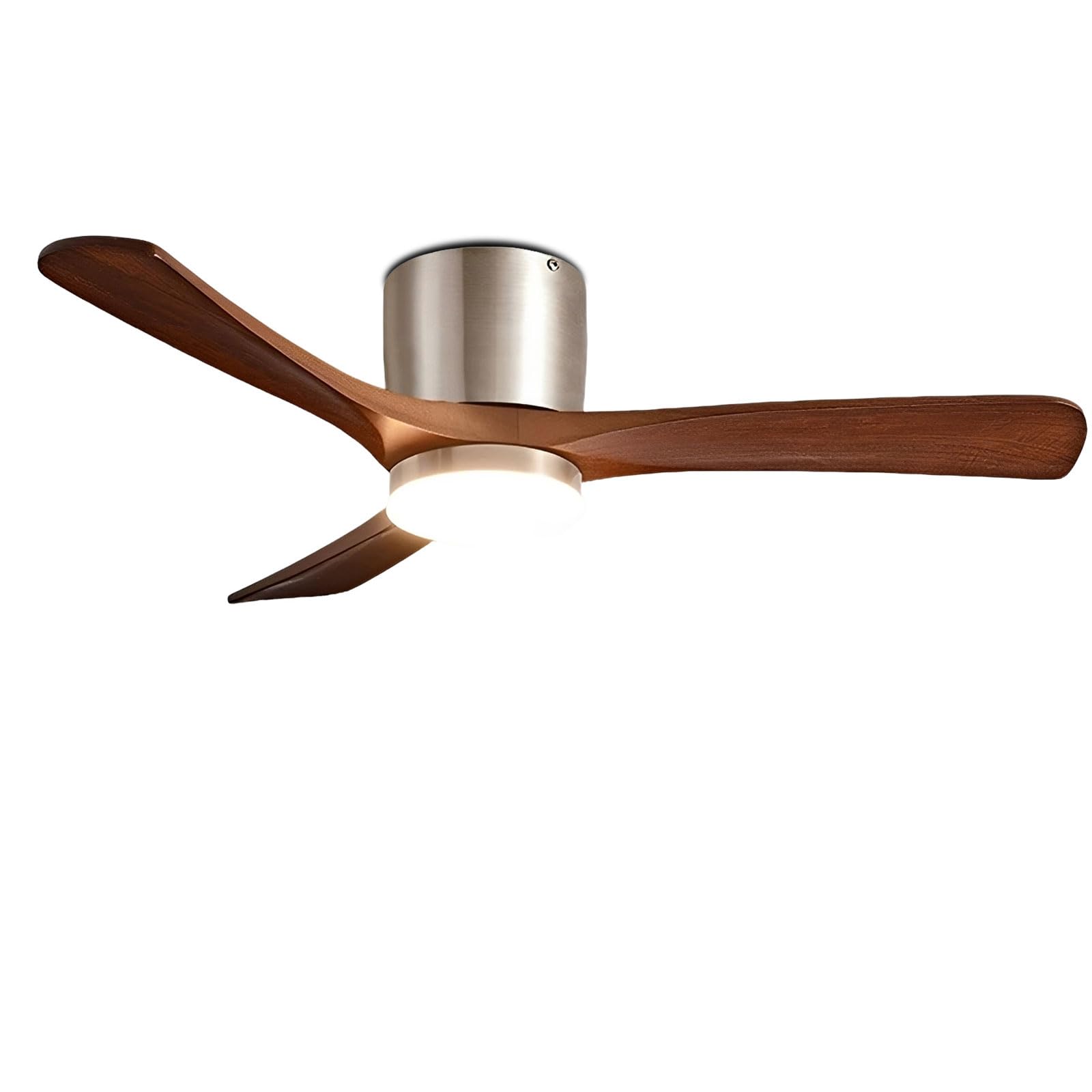 SXDMOUBK Walnut Wood Ceiling Fan with Light Modern Quiet Fans Dimmable LED for Bedroom Dining Room Living Smart Remote/APP/Voice Control