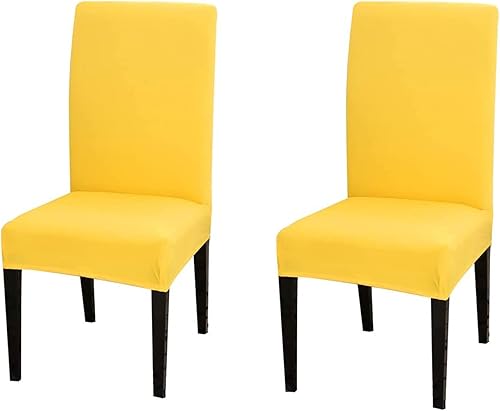 Miniatura 12 de Chickwin Paquete de 4 fundas para sillas de comedor, color amarillo, elásticas Parsons, fundas para sillas de comedor, con respaldo alto, sin
