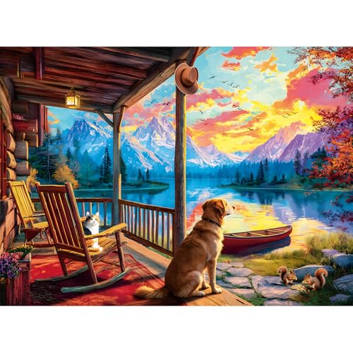 ZHISEOYI Sunset Lake Boat puzzle image