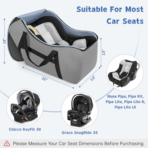 Image of Padded Car Seat Bag Compatible with Most Nuna Pipa Car Seats UPPAbaby MESA V2 without Base & Chicco KeyFit 30 and Base, Car Seat Travel Bag for Airplanes, Grey
