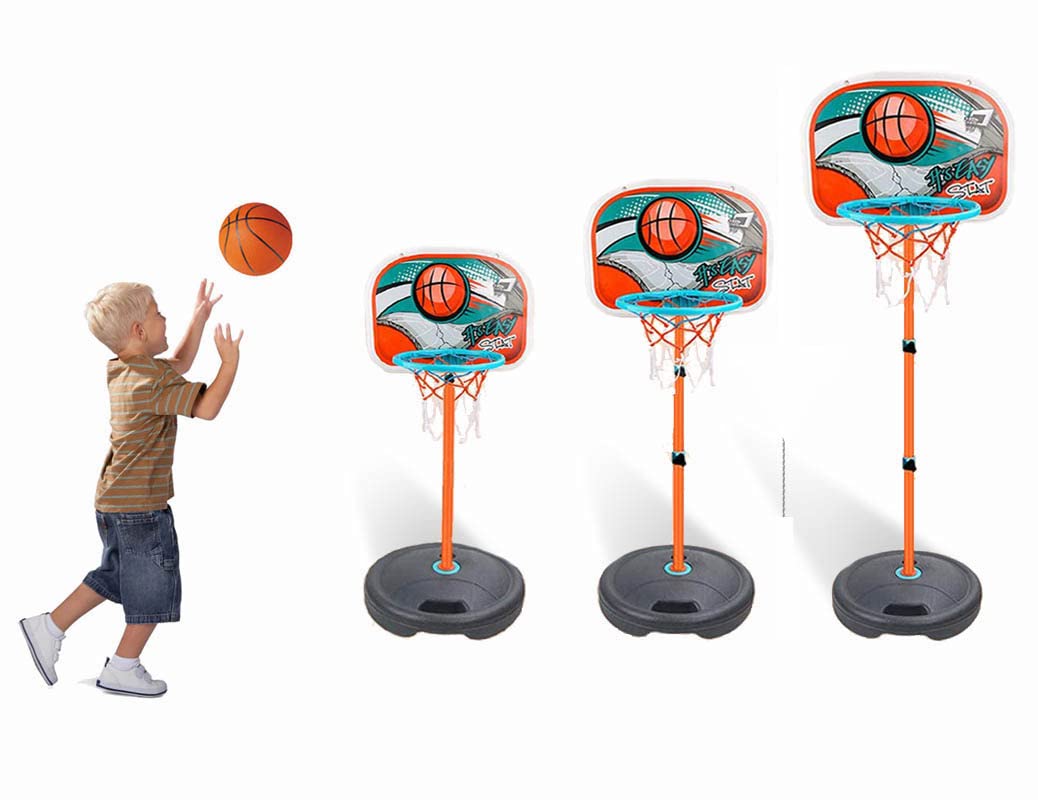 Sobebear Adjustable Basketball Hoop Set for Kids, Metal Stand with Detachable Backboard, Ball & Pump Included, Indoor/Outdoor Sports Toy for Boys & Girls Ages 3+ (141cm, 160cm and 205cm)