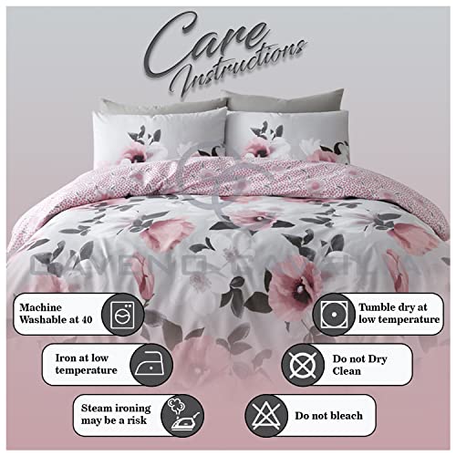 GC GAVENO CAVAILIA Poppy Duvet Cover Double, Reversible Polka Dot Bedding Sets, Washable Comforter Set, Blush Pink - Image 4