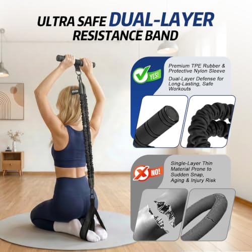 Image of Pedal Resistance Band with Handle, 90LBS Adjustable Exercise Band | Full-Body Resistance Exercise,Adjustable 30 /60 /90LB,Portable Equipment,Multiple Colors