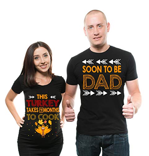 Silk Road Tees Expecting dad mom Maternity Shirts Thanksgiving Turkey Funny Pregnancy tee Shirt Men Medium - Women Large Black