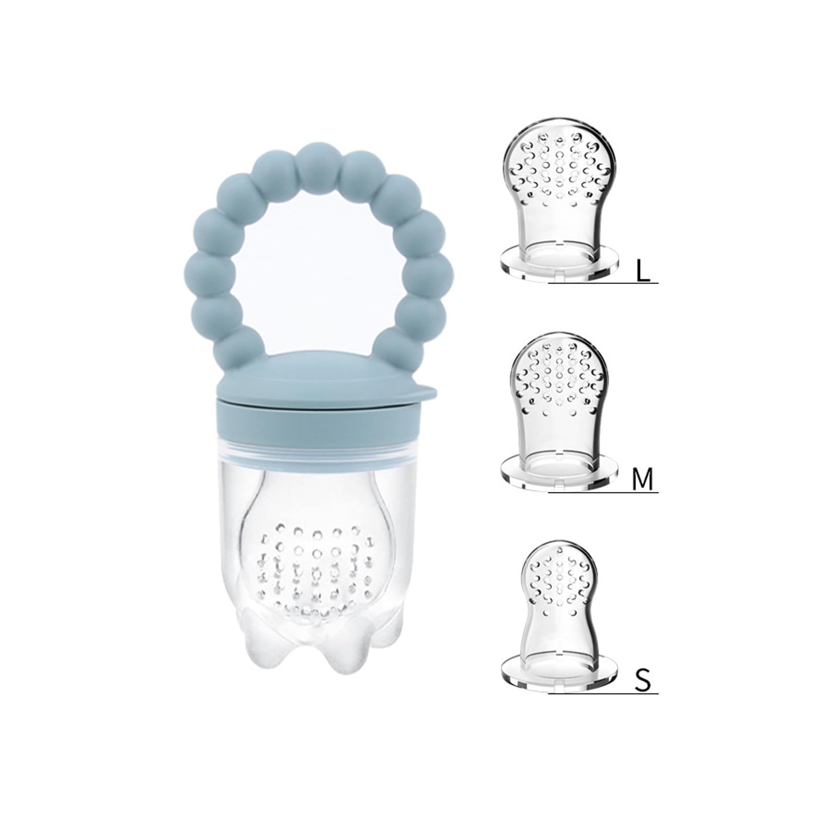 Baby Fruit Food Feeder Pacifier Fruit Pacifier Feeder Baby Teether Toy Silicone Fruit Feeder Baby Fruit Feeder Pacifiers (Blue)