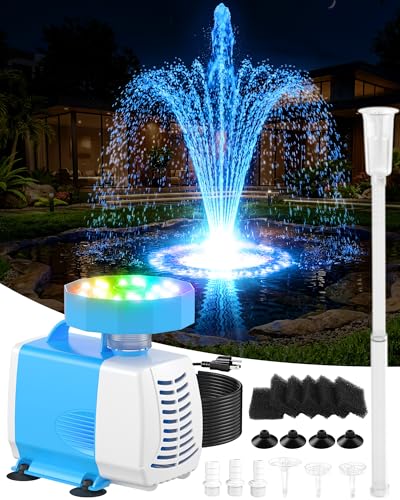 Luxfero 3-en-1 Pompe pour Fontaine Extérieur avec Filtre,2026 Fontaine de Bassin avec Lumières RGB, 3000 L/H,Filtre Bassin Exterieur avec 3 Modes de...