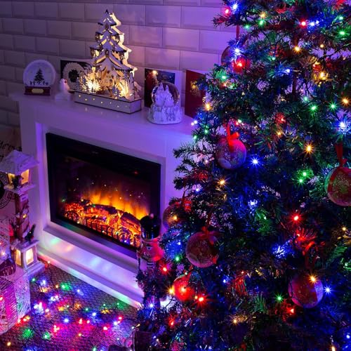 4pk Multi-Colored Solar Christmas Lights Outdoor Waterproof, 400 LED 132 FT Solar Powered LED String Lights Green Wire with 8 Modes, Solar Fairy Lights for Xmas Tree Party Wedding Garden Decorations by EXF - Image 2