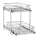 Household Essentials Glidez Multipurpose Chrome-Plated Steel Pull-Out/Slide-Out Storage Organizer for Under Cabinet Use - 2-Tier Design - Fits Standard Size Cabinet or Shelf, Chrome