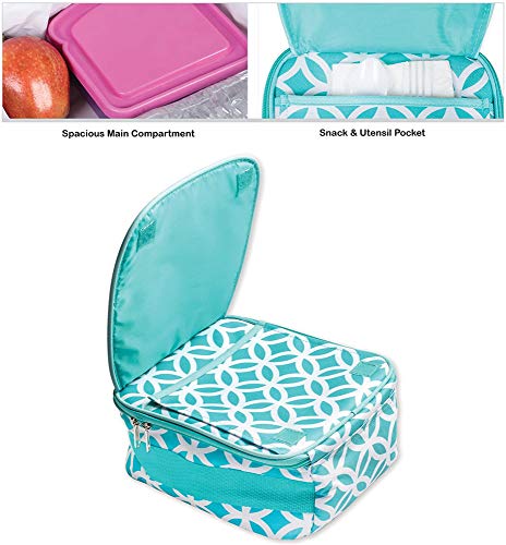 Class Collections Aqua Circle Link Water Resistant Zipper Closure Insulated Soft Cooler Lunch Bag #TOP4