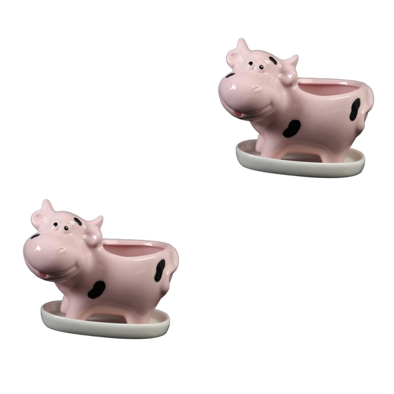 Happyyami 2 pcs small containers chinese decor flower decorations animal plants pot ceramic pots animal succulent plant pot Succulent Plant Potted Flowerpot Plants Pot Craft with tray Gift