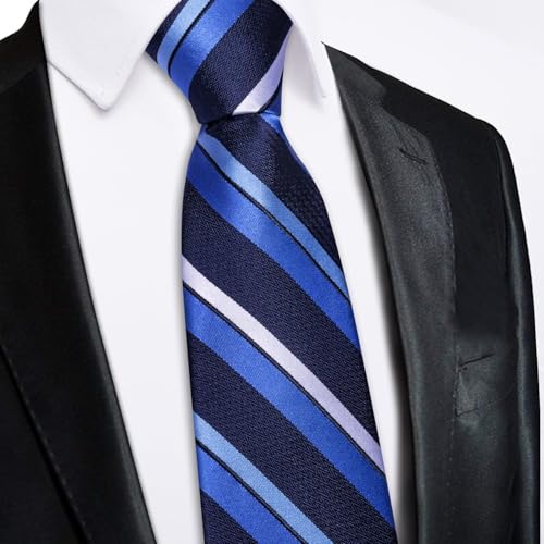 Image of Hi-Tie Zipper Ties for Men Pre-tied Tie Set Lapel Pin Pocket Square and Cufflinks Formal Business Wedding Adjustable Necktie