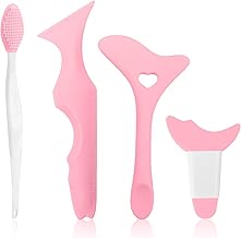 4PCS Silicone Eyeliner Stencils - Reusable Winged Eyeliner Tool Kit for Beginners Multifunctional Eye Makeup Applicator Tool for Eyeshadow Lipstick and Face Cream Application (Pink)