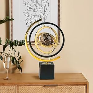 Modern Sculpture Decor Abstract Art Decoration, Metal Globe Ornament Sculpture Decor, Sculptures Home Decor Large with Rectangle Stands, Luxury Home Decor for Bedroom, Office, Desktop(S,Globe)