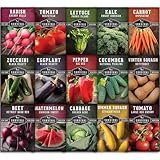 Survival Garden Seeds Vegetable Garden Collection Seed Vault - Non-GMO Heirloom Family Garden Seeds for Planting - Non-Hybrid Varieties - Mix of Vegetable Seed Packets - 15 Varieties of Vegetables