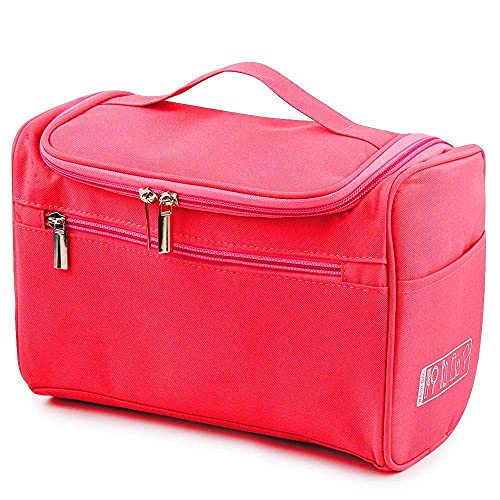 Image of KUKLAR Premium Hanging Travel Toiletry Bag for Women and Men - Mens Travel Bag Toiletry with Expandable Compartments and Detachable TSA Friendly Clear Pouch (Pink)