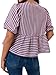 Tankaneo Womens Tie Front Tops Summer Peplum Babydoll Puff Short Sleeve Blouse Cute Striped Shirts