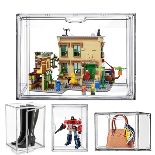 AAABOX Caja de Exhibición Acrílico Transparente Grande para Lego,40x25x30cm Vitrina Expositora Apilable con Puerta para Colecciones Bolsos Muñecas Coches Modelo Juguetes, Autoensamblaje