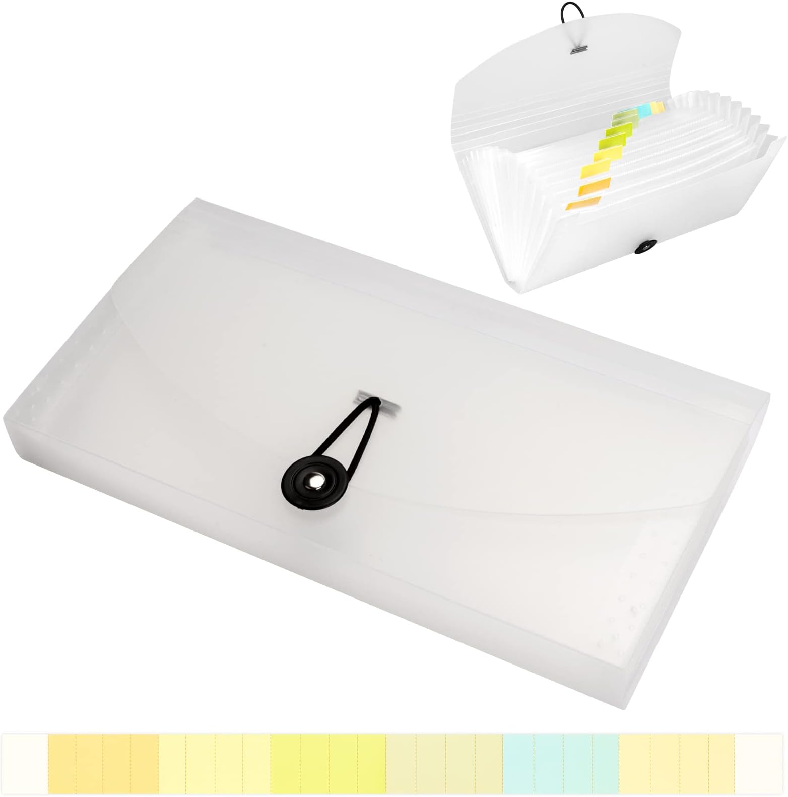 13 Pocket Receipt Folder/Accordion File Organizer/Plastic Check Bill File Folder/Expanding File Folder/Expanding Coupon Organizer with Labels/Document Organizer Folder (White Translucent)