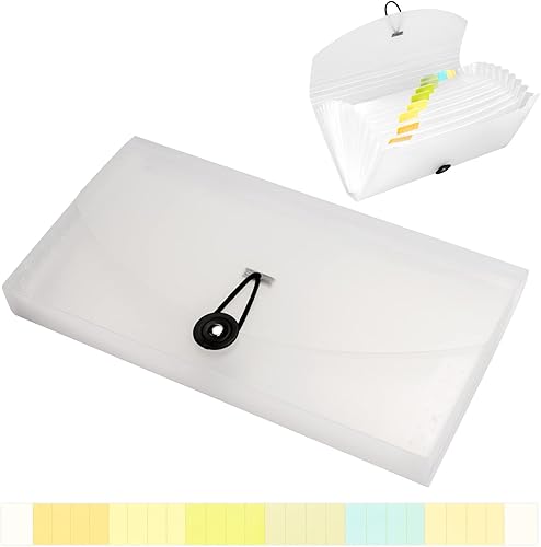 Oak-Pine Carpeta de recibos de 13 bolsillos, organizador de archivos de acordeón, carpeta de archivos de facturas de cheques de plástico, carpeta de