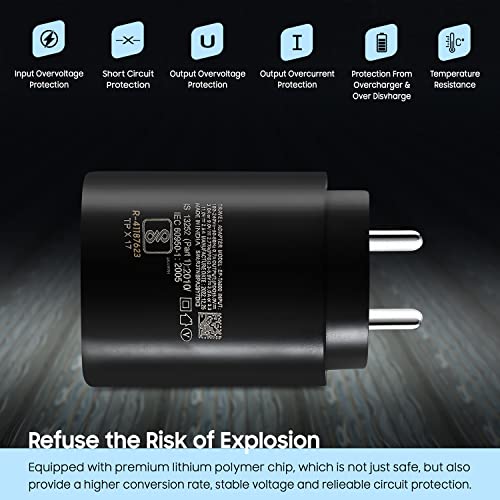 Image of Hoerrye Original S21 Fe 5G Charger Adapter Compatible for Samsung Galaxy Cellular Phone USB-C Super Fast Travel Charging Adaptive Quick Speed Adaptor 25 Watt Support Backcase Mobile,Black