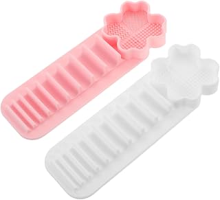 FIXOSHEE 2 Piezas Soporte Secador de Brochas de Silicona Multifuncional con Ventosas para Limpieza Secado y Almacenaje Organizador de Pinceles para Tocador de Baño