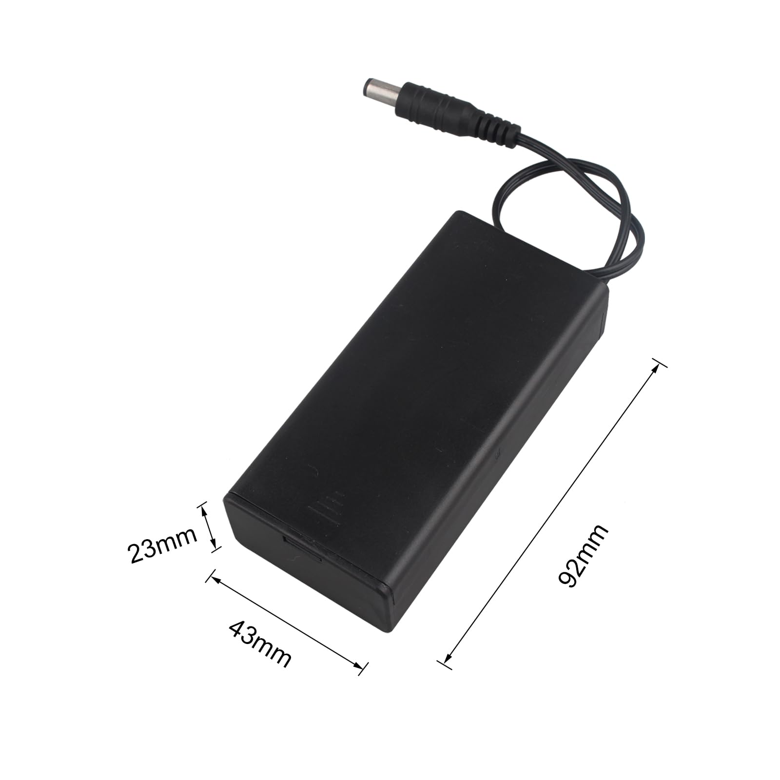HALJIA 2PCS 2 × 3,7 V 18650 Portabatteria con coperchio, 18650 × 2 7,4 V Scatola portabatteria in plastica con interruttore ON/OFF e Spina CC