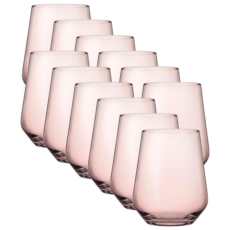 Queensway Home & Dining Coloured Glassware Set - Highball & Tumbler Drinkware for Cocktails, Juice, Water - Stylish Tall & Short Glasses for Everyday Use - Durable 425/470ml Glass