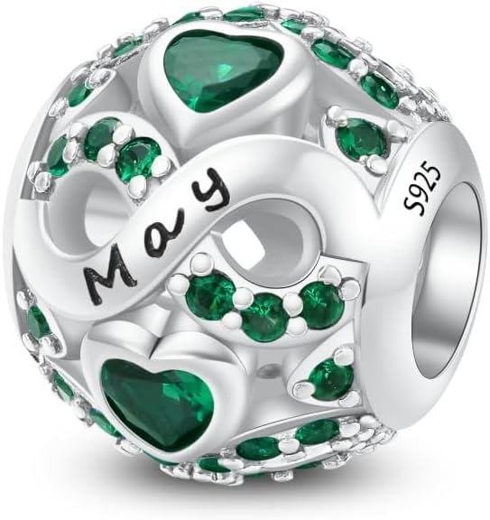 Birthstone Charms for Bracelet 925 Sterling Silver Bead Charm Happy Birthday Charm Jewelry Gift for Women