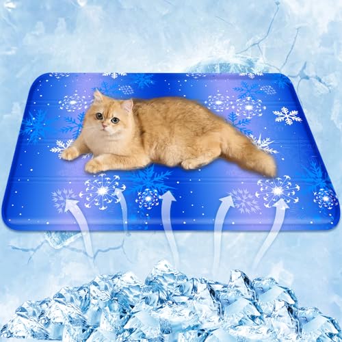 Paerduo ペット用冷却マット40*50cm 二重構造 防水加工 クールマット 犬・猫用 八つ折り畳めるひんやりマット 無害ジェル 接触冷感 冷却ジェルマット 省エネ 水洗い可 熱中症対策 小・中型犬 猫 ウサギなどのペットに対応可能 人間用にも(長方形, S(40*50cm))