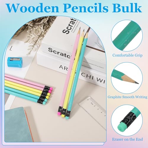 Lápices de Madera Triángulo PATIKIL, 24 Pack HB con Goma miniatura 3