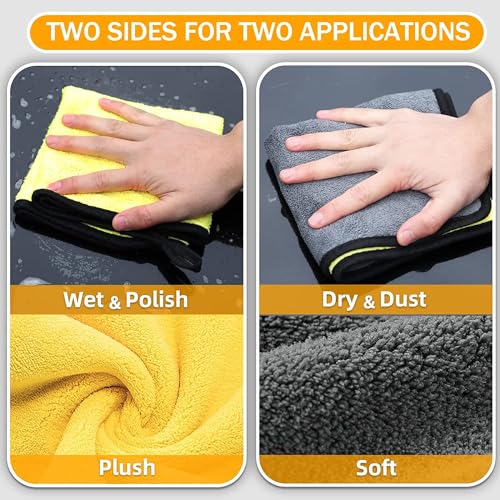 Image of Microfiber Cleaning Cloth Ultra Absorbent Towels Weave Grime & Liquid for Streak-Free Mirror Shine Car Washing Cloth Microfiber Cleaning Cloths Microfiber Towels for Cars (30*30 cm, Set of 3)
