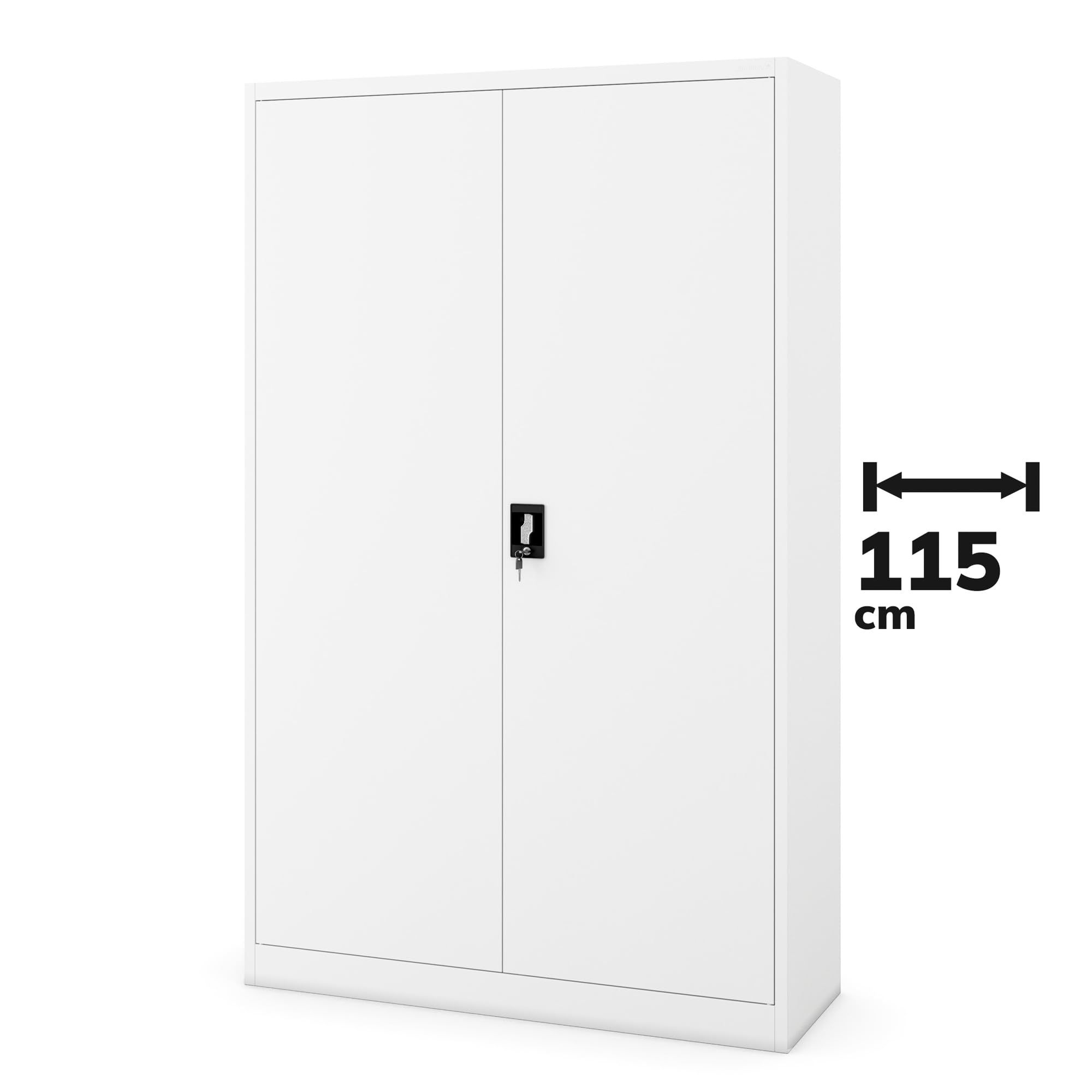 Jan Nowak Metallschrank Jan II 185 x 115 x 40 cm - Aktenschrank abschließbar mit 2 Türen, Mehrzweckschrank mit 5 Ebenen, Büroschrank aus Stahlschrank mit Pulverbeschichtung - Weiß