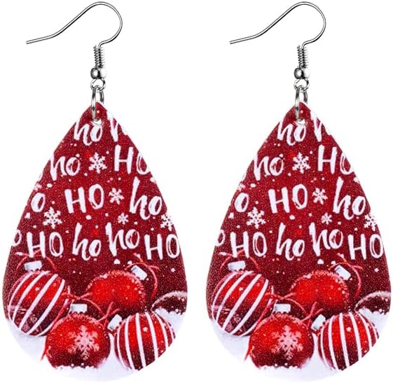 BOFILL Christmas Snowflake Earrings for Women Leather Cute Dangle Lightweight Funny Holiday Outfits Accessories Gifts