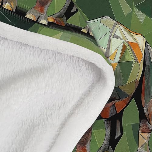 Couverture flanelle cubisme rhinocéros vert jeté de lit doux chaud - 8