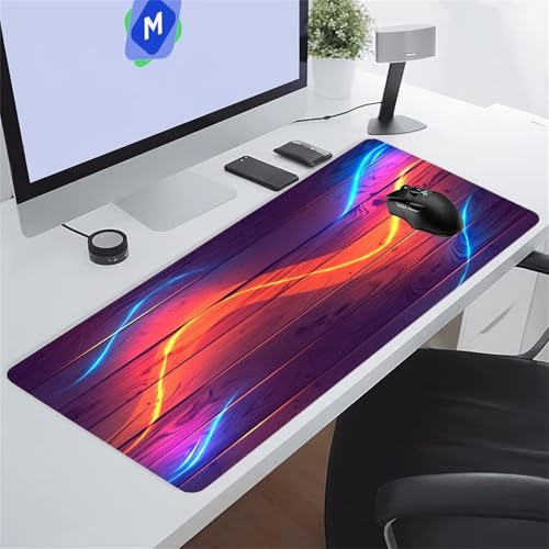Grand Tapis de Souris Gamer Tapis de Souris XXL 1000x500x3 mm avec Base en Caoutchouc Antidérapant Grand Tapis de Bureau pour PC, Ordinateur Portable (Grain Bois Coloré)