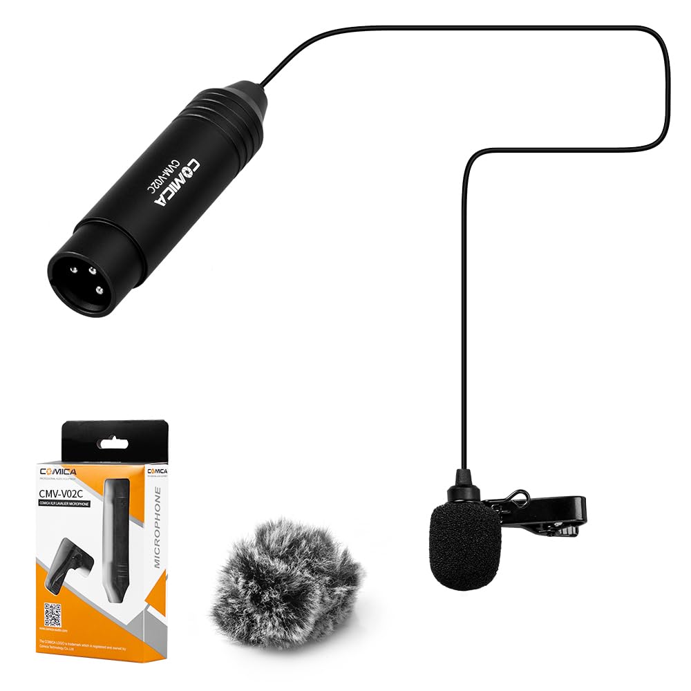 HUIOP micrófono lavalier CVM-V02C Micrófono de Solapa cardioide Lavalier Micrófono de Condensador Conector XLR Admite alimentación Fantasma de 48 V Compatible con videocámaras Grabación de Video