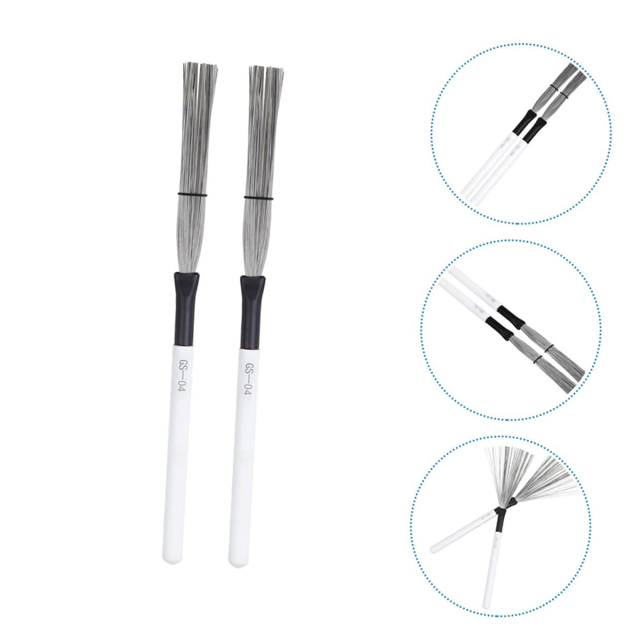Set Di 3 Spazzole Per Batteria Con Manico in Legno Spazzola Per Batteria Per Gruppi Di Batteristi 2 Pezzi*3