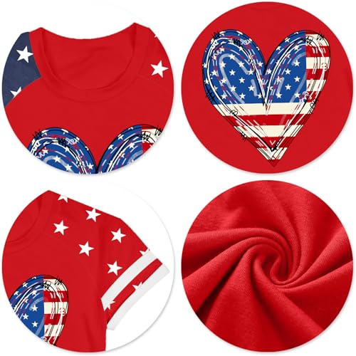 Image of Ithalt Boys Girls USA Shirts Kids 4th of July Shirts American Flag Tshirt Patriotic Top Independence Day Outfit 5-13y