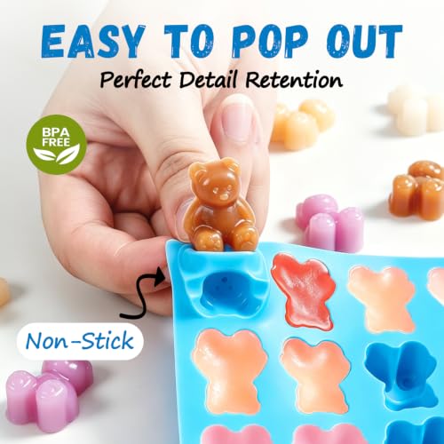 Image of 4 Pack Large Gummy Bear Molds Candy Molds - 3 Inch Gummy Silicone Molds