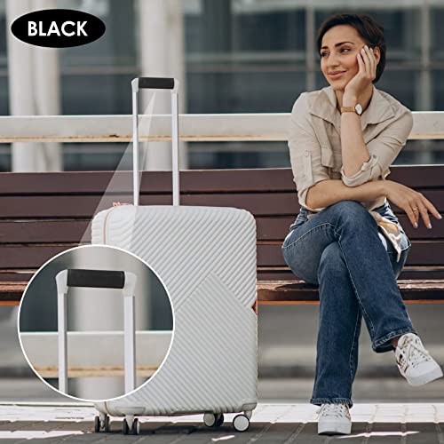 KINIVA 2 Pack Set Black Vegan Leather Luggage Handle Wraps, Luggage Identifiers Tags Markers for Suitcase, Travel Accessories2